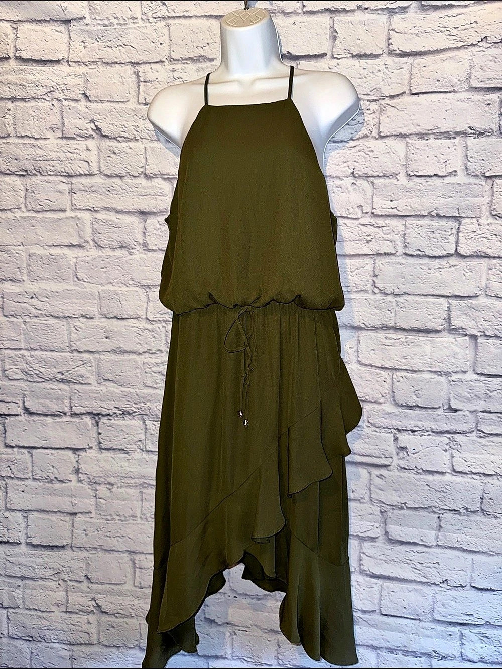 City Triangles Olive Halter Maxi Dress
